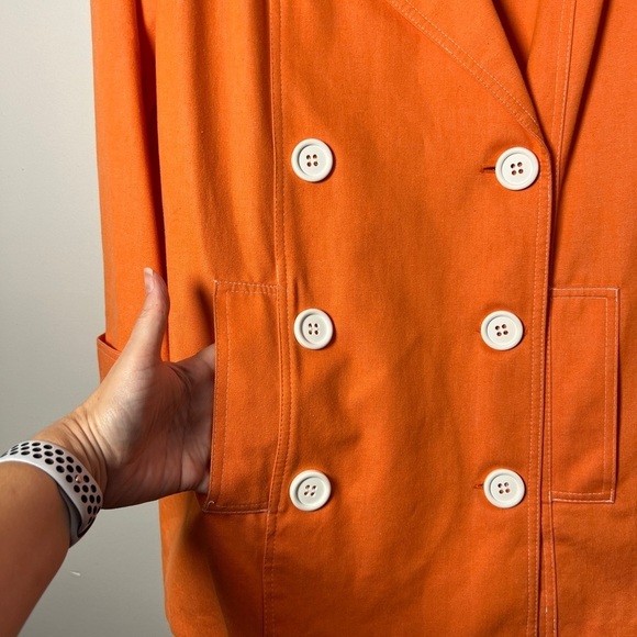 Vintage Lillie Rubin Orange Double Breasted Blazer White Buttons - Picture 2 of 6
